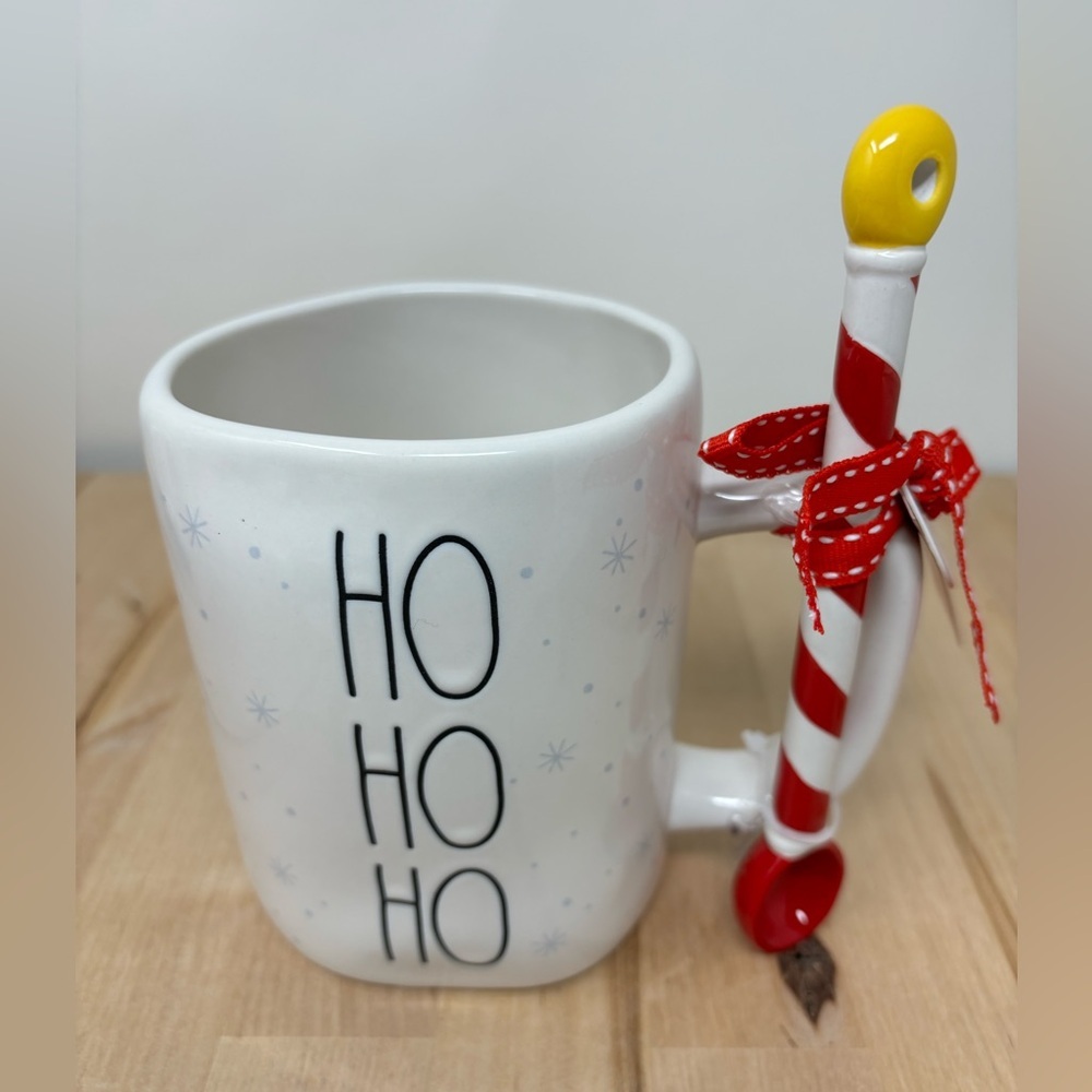 Rae Dunn Christmas HO HO HO Mug Double Sided With Snowflakes and North Pole New - Picture 1 of 4